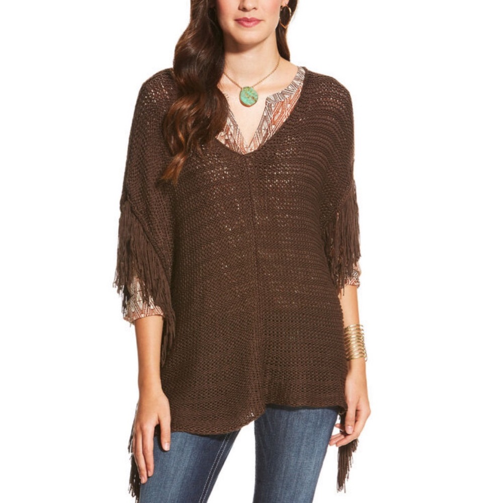 Ariat Calypso Fringe Poncho Sweater Top